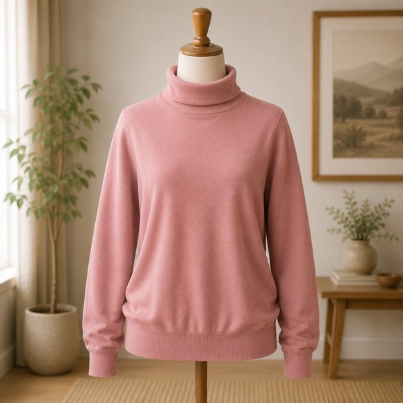 Madison Grey Sweaters - Madison Grey Turtleneck Sweater Womens Large Pink Long Sleeve Knit Pullover